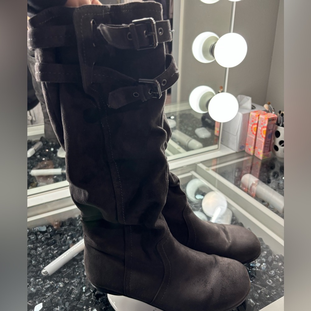 Suede over the knee high boots